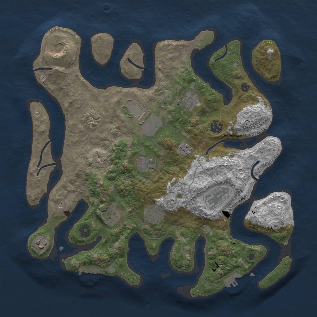 Rust Map: Procedural Map, Size: 3850, Seed: 2097910544, 16 Monuments