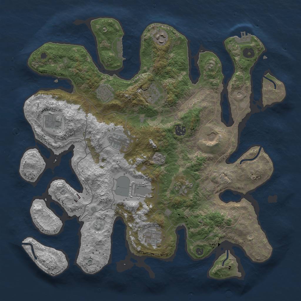 Rust Map: Procedural Map, Size: 4000, Seed: 347701190, 16 Monuments