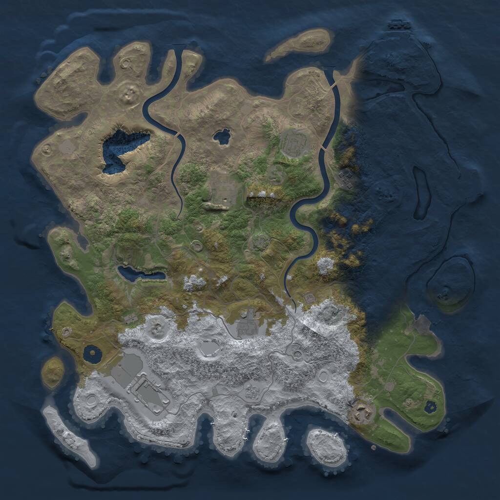 Rust Map: Procedural Map, Size: 4000, Seed: 1943326202, 12 Monuments