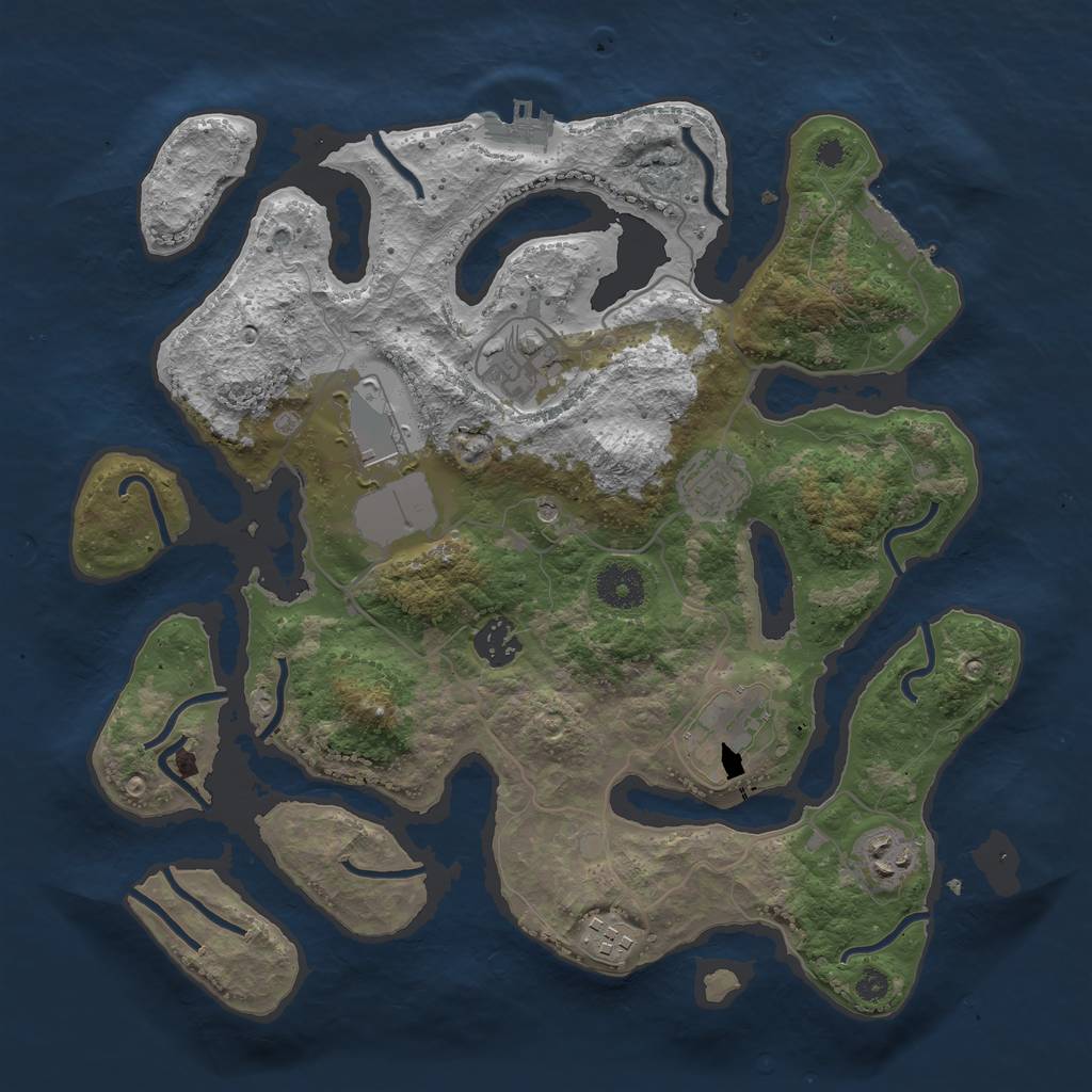 Rust Map: Procedural Map, Size: 3500, Seed: 736839438, 12 Monuments