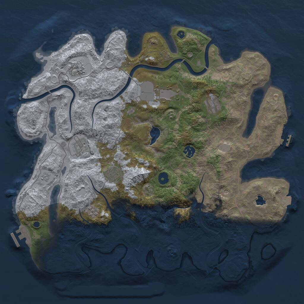 Rust Map: Procedural Map, Size: 4000, Seed: 678526, 13 Monuments