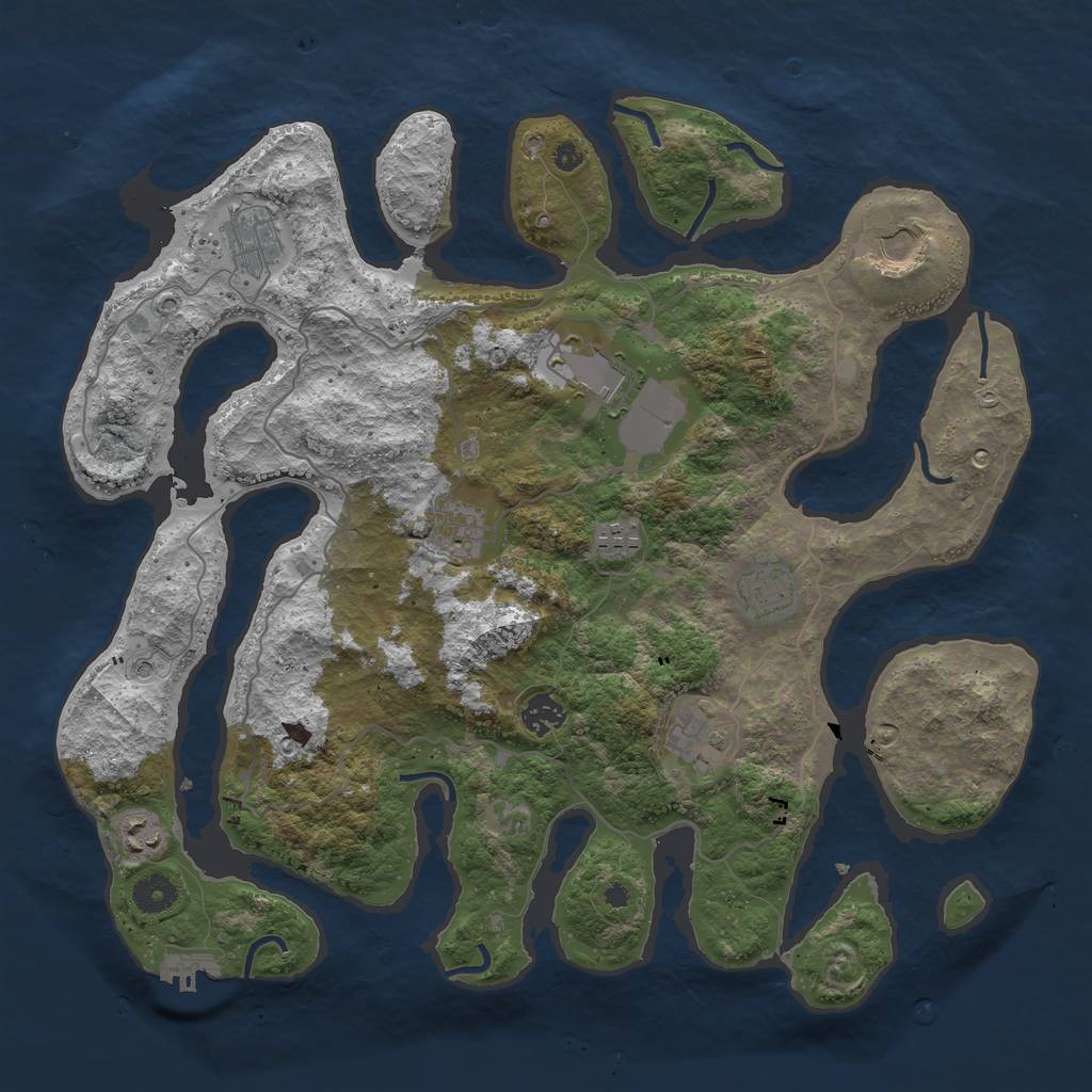 Rust Map: Procedural Map, Size: 4000, Seed: 678526, 13 Monuments