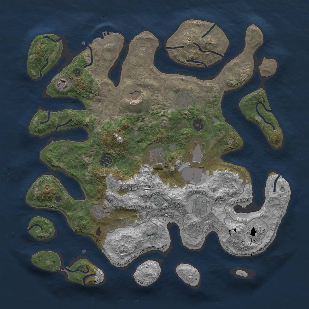 Rust Map: Procedural Map, Size: 4000, Seed: 908310, 14 Monuments