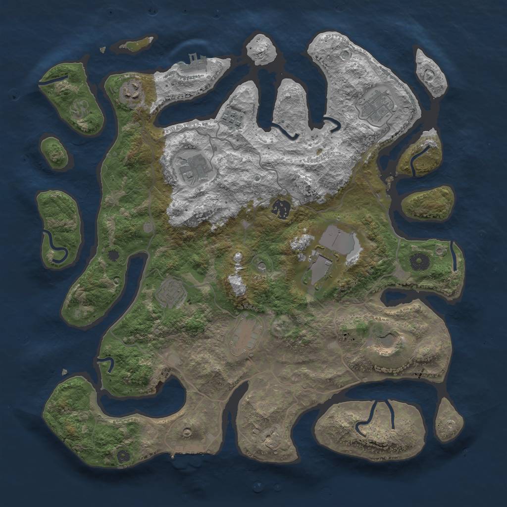 Rust Map: Procedural Map, Size: 4000, Seed: 987035, 14 Monuments