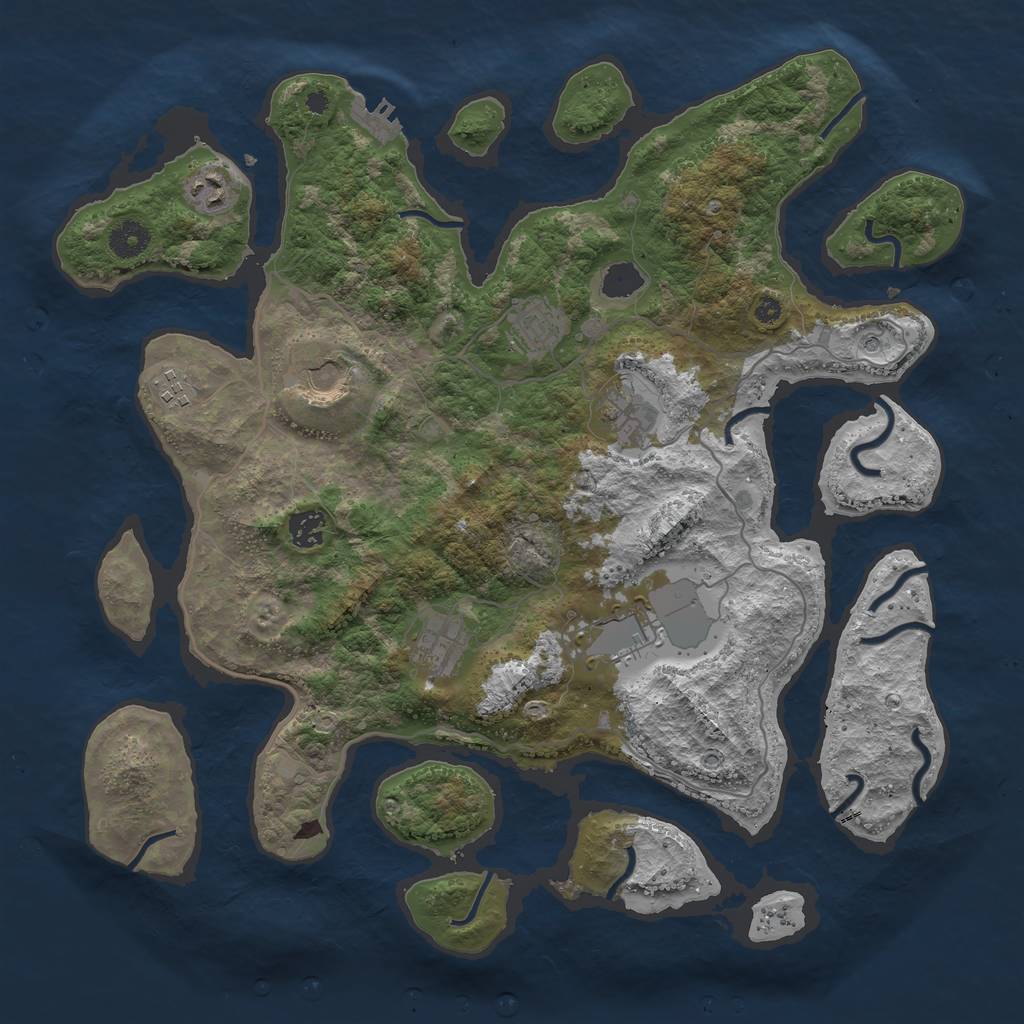 Rust Map: Procedural Map, Size: 4000, Seed: 814536, 12 Monuments