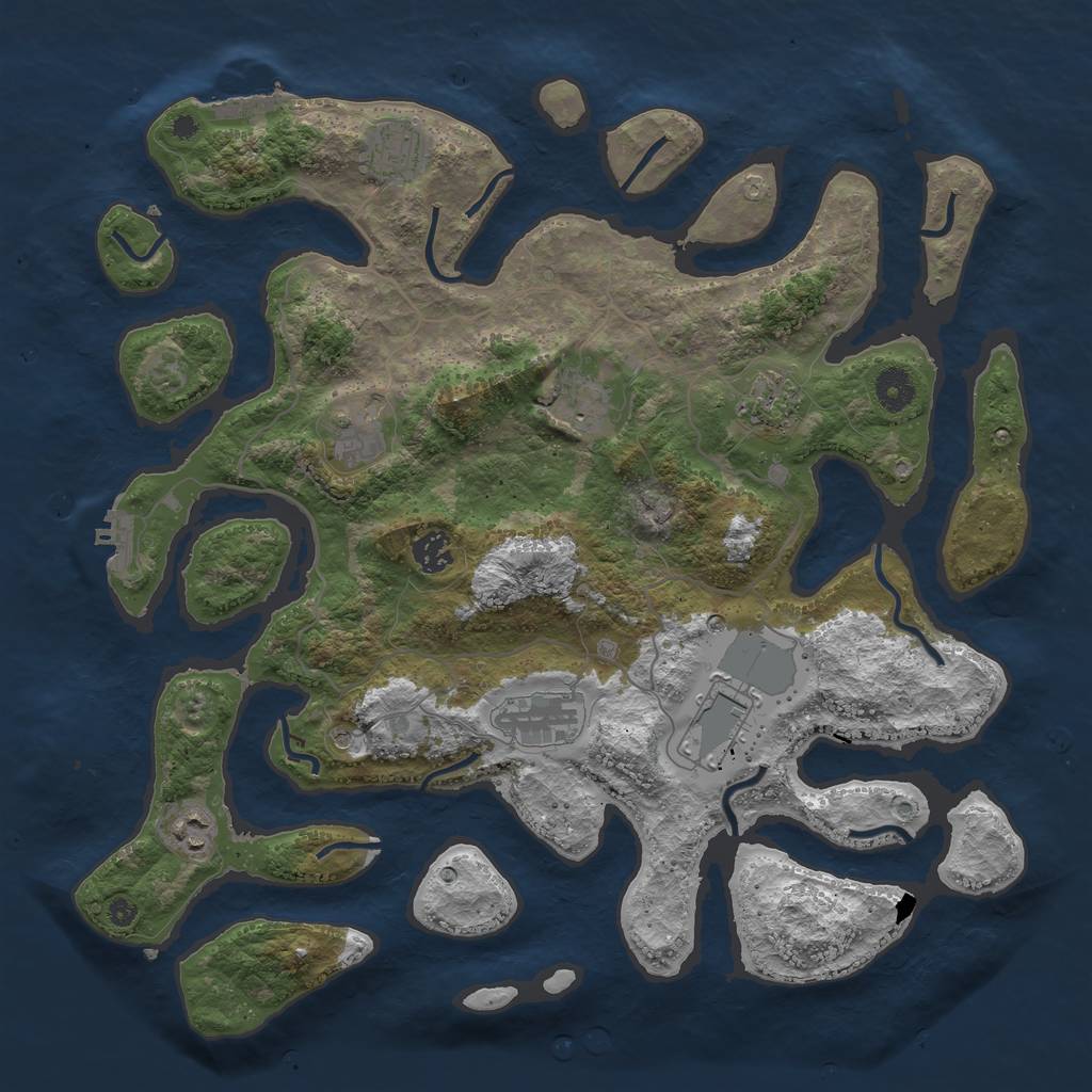 Rust Map: Procedural Map, Size: 4000, Seed: 167935, 13 Monuments