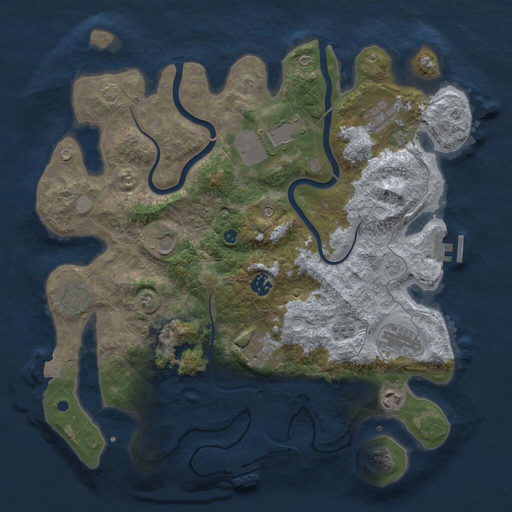 Rust Map: Procedural Map, Size: 3750, Seed: 284076, 15 Monuments