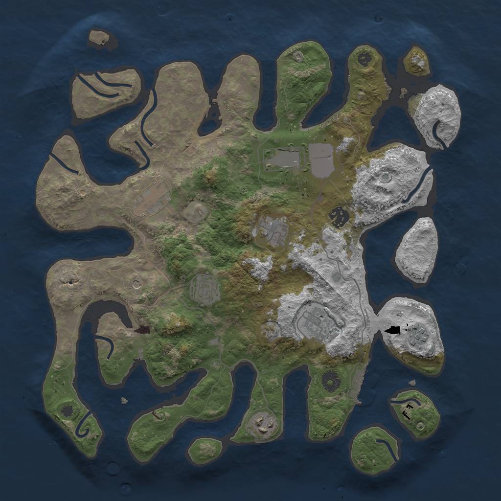 Rust Map: Procedural Map, Size: 3750, Seed: 284076, 12 Monuments