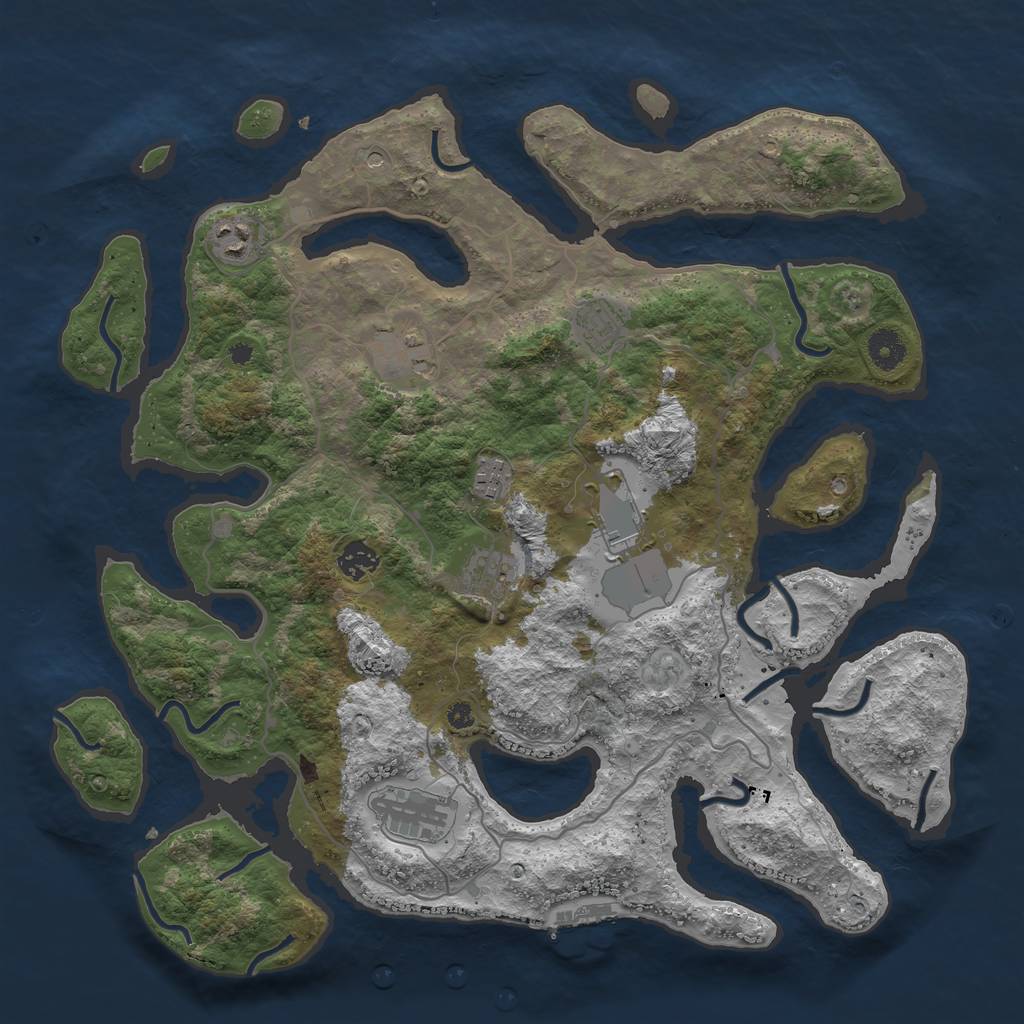 Rust Map: Procedural Map, Size: 4000, Seed: 592265, 12 Monuments