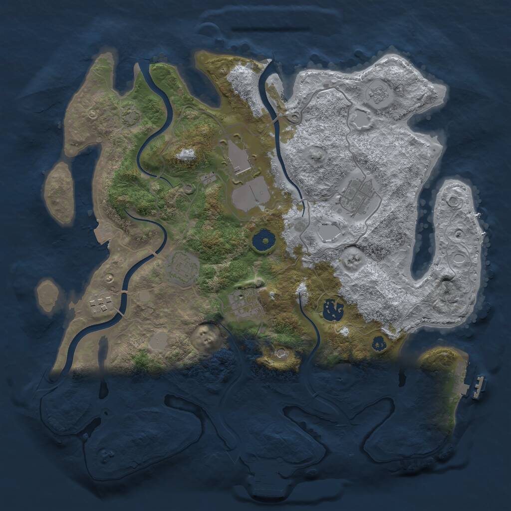 Rust Map: Procedural Map, Size: 3500, Seed: 2167, 12 Monuments