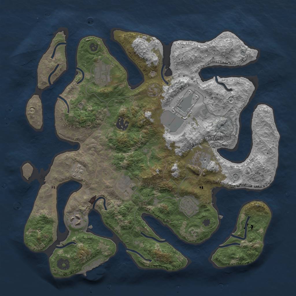 Rust Map: Procedural Map, Size: 3500, Seed: 2167, 12 Monuments