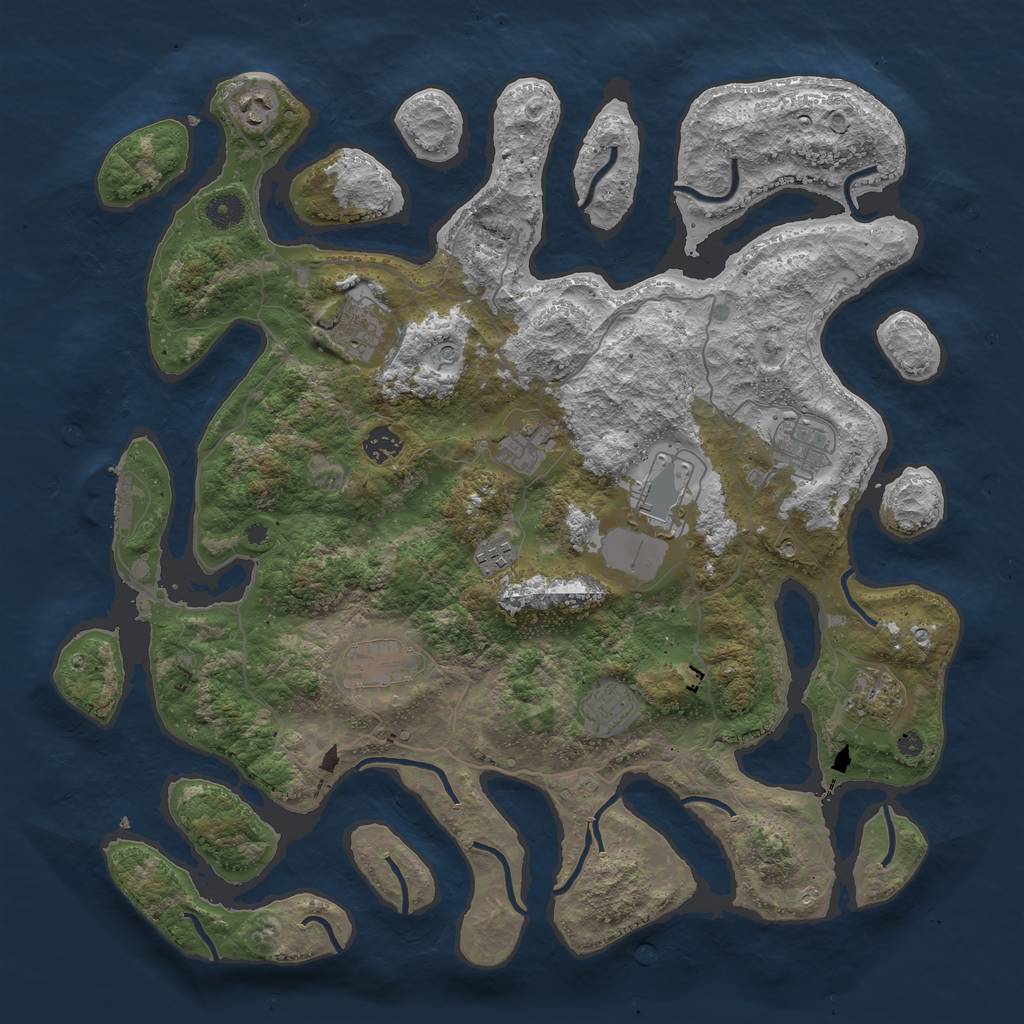 Rust Map: Procedural Map, Size: 4250, Seed: 360835, 14 Monuments