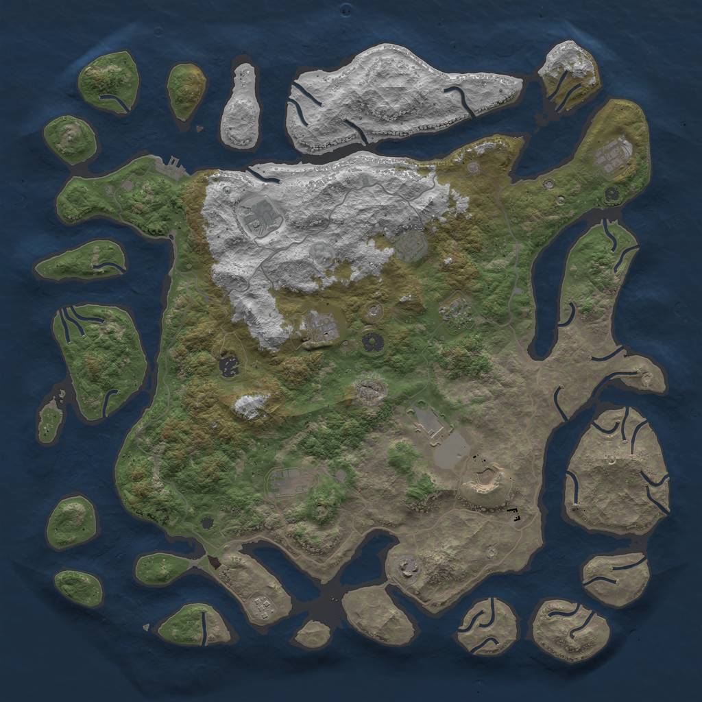 Rust Map: Procedural Map, Size: 5000, Seed: 1104525545, 15 Monuments