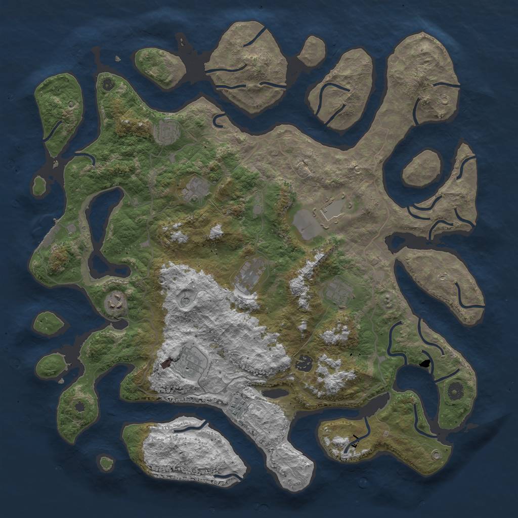 Rust Map: Procedural Map, Size: 4500, Seed: 1643801770, 13 Monuments