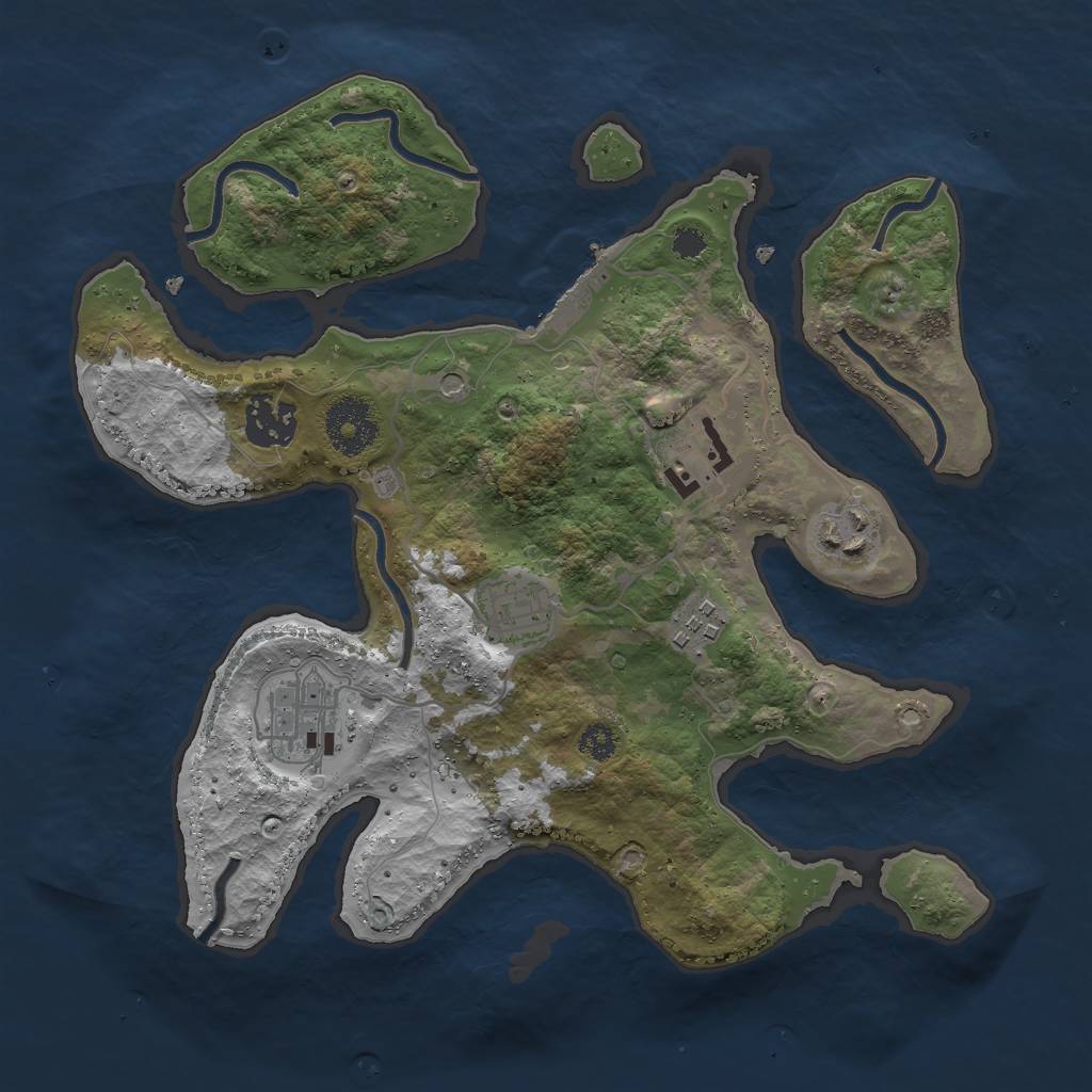 Rust Map: Procedural Map, Size: 3000, Seed: 2003904313, 10 Monuments