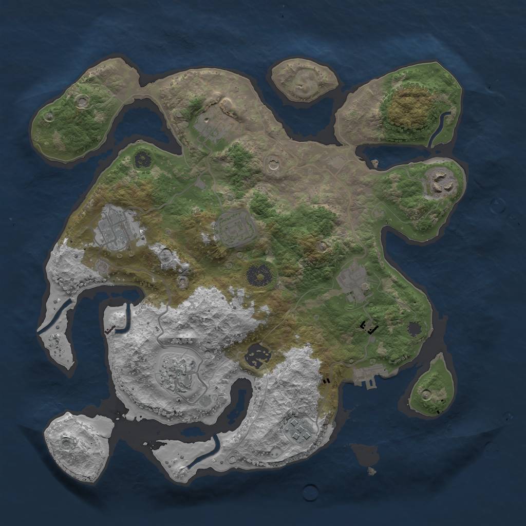 Rust Map: Procedural Map, Size: 3250, Seed: 77458844, 12 Monuments