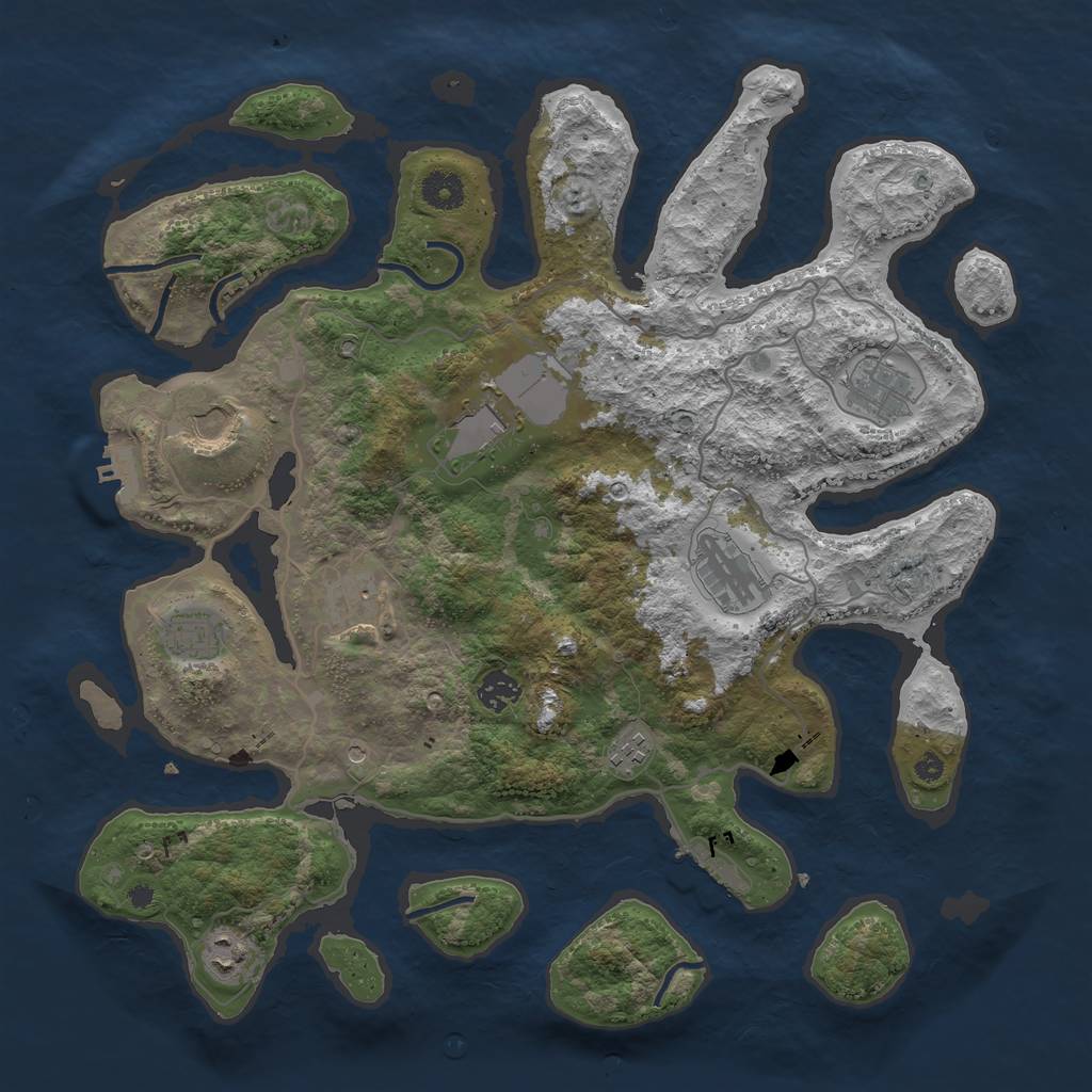 Rust Map: Procedural Map, Size: 4000, Seed: 65536, 14 Monuments