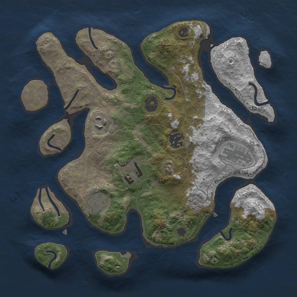 Rust Map: Procedural Map, Size: 3000, Seed: 190127, 8 Monuments