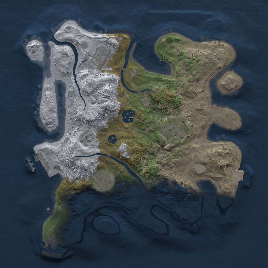 Rust Map: Procedural Map, Size: 3000, Seed: 1740041780, 10 Monuments