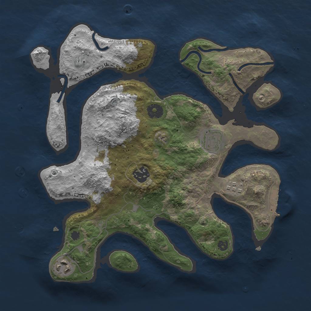 Rust Map: Procedural Map, Size: 3000, Seed: 1740041780, 7 Monuments