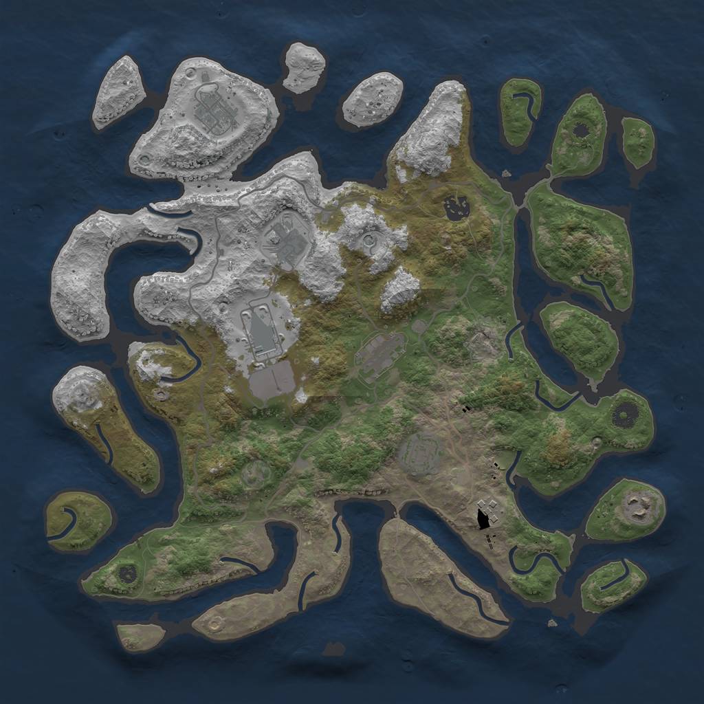 Rust Map: Procedural Map, Size: 4000, Seed: 860962661, 11 Monuments