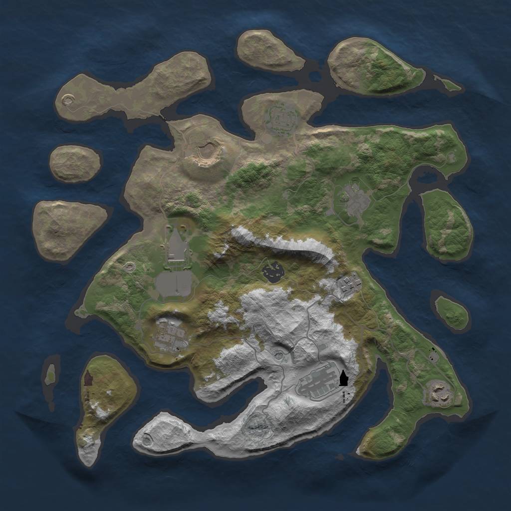 Rust Map: Barren, Size: 3700, Seed: 1108400621, 12 Monuments