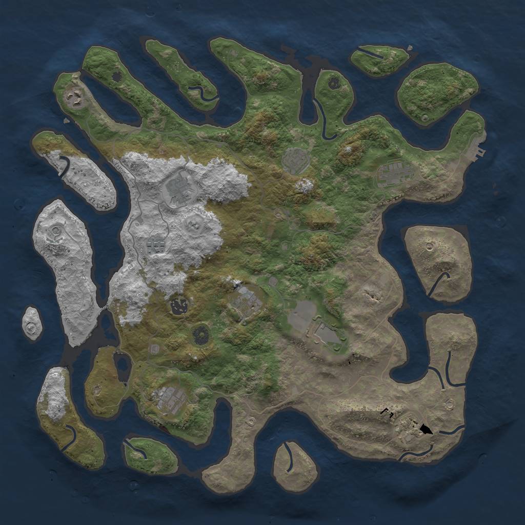 Rust Map: Procedural Map, Size: 4500, Seed: 469441, 14 Monuments