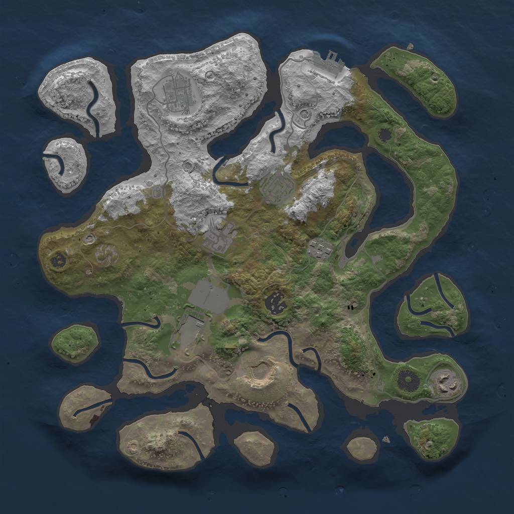 Rust Map: Procedural Map, Size: 3500, Seed: 10218591, 12 Monuments