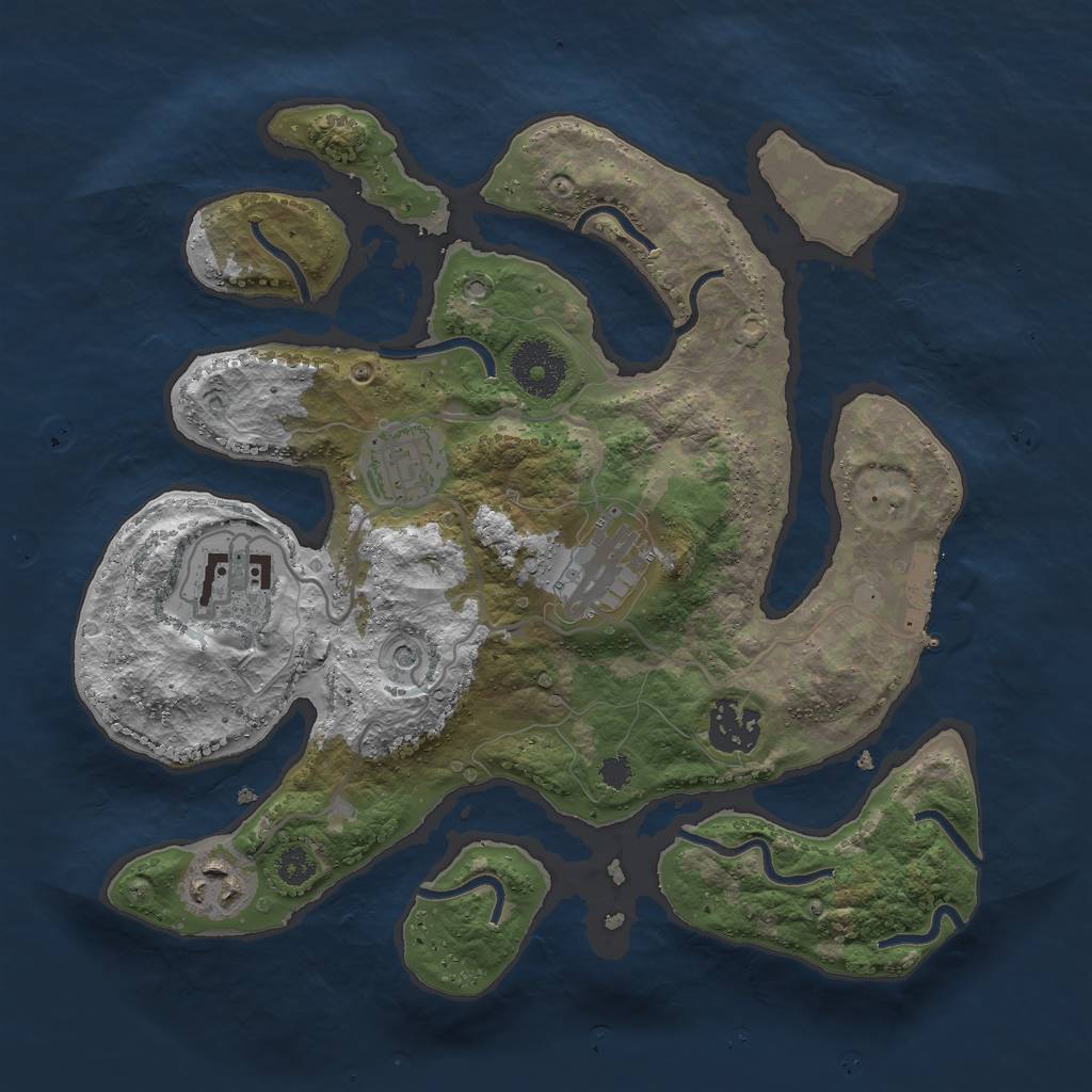 Rust Map: Procedural Map, Size: 3000, Seed: 51383, 9 Monuments