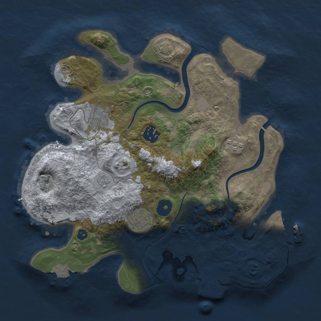 Rust Map: Procedural Map, Size: 3000, Seed: 51383, 9 Monuments