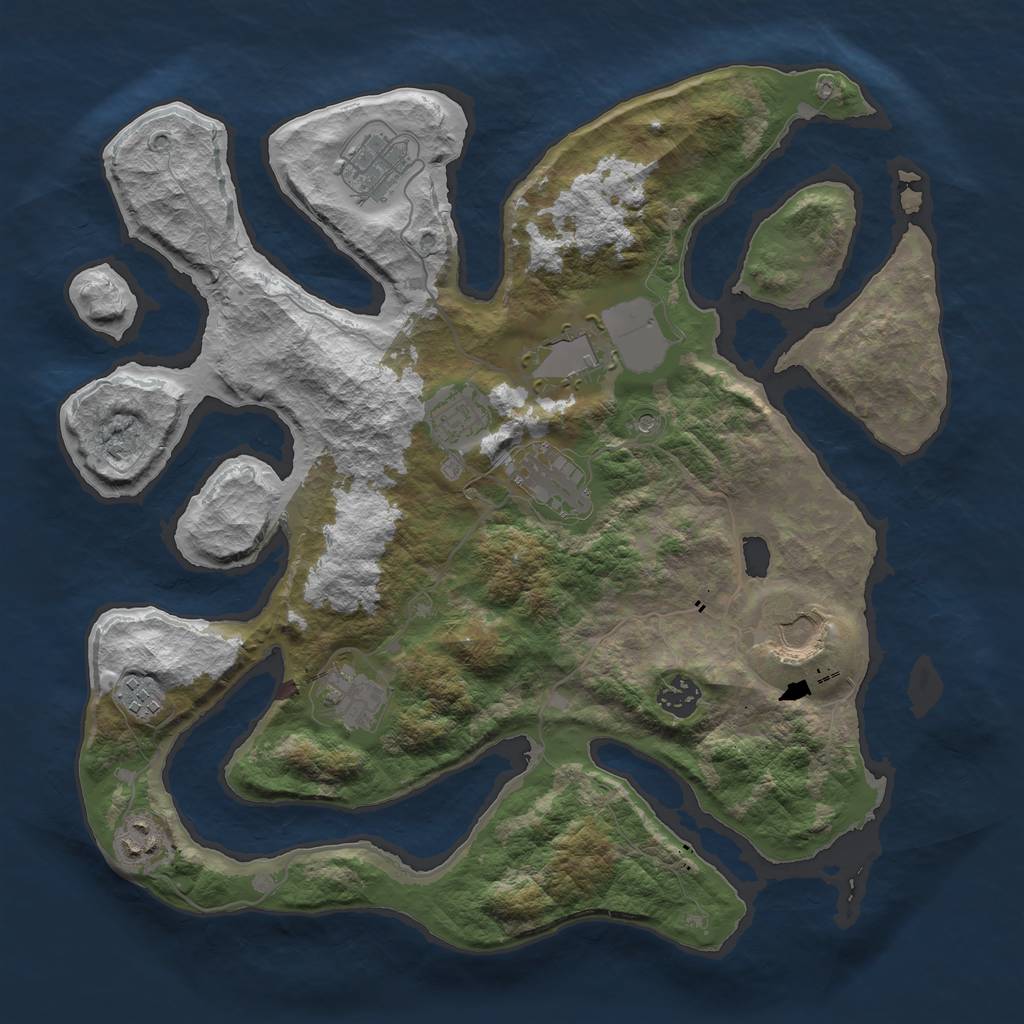 Rust Map: Barren, Size: 3700, Seed: 1357316698, 12 Monuments