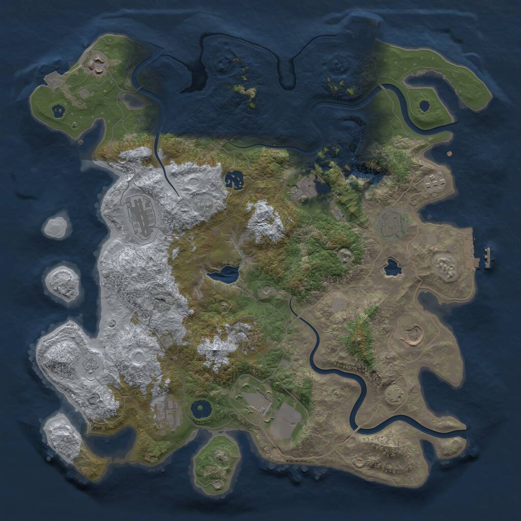 Rust Map: Procedural Map, Size: 4000, Seed: 873497, 16 Monuments