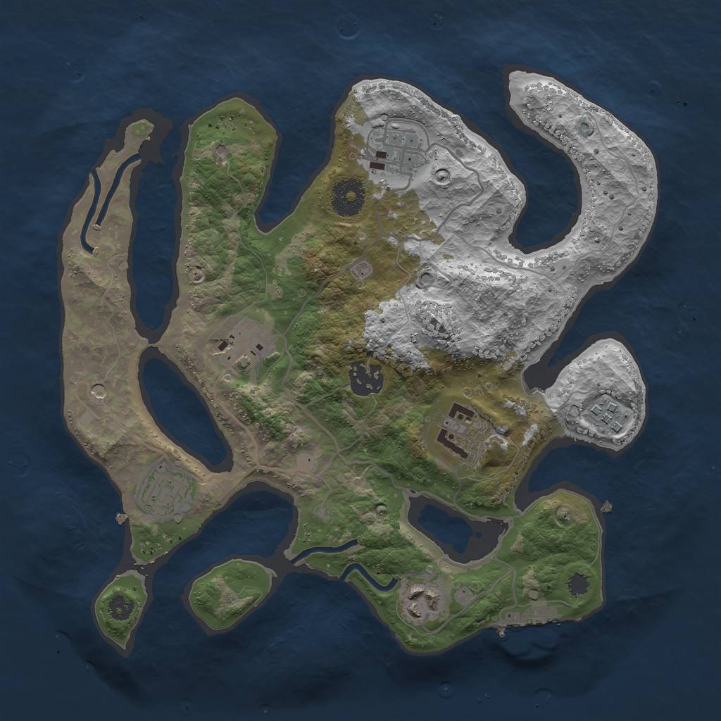 Rust Map: Procedural Map, Size: 3000, Seed: 23424, 11 Monuments