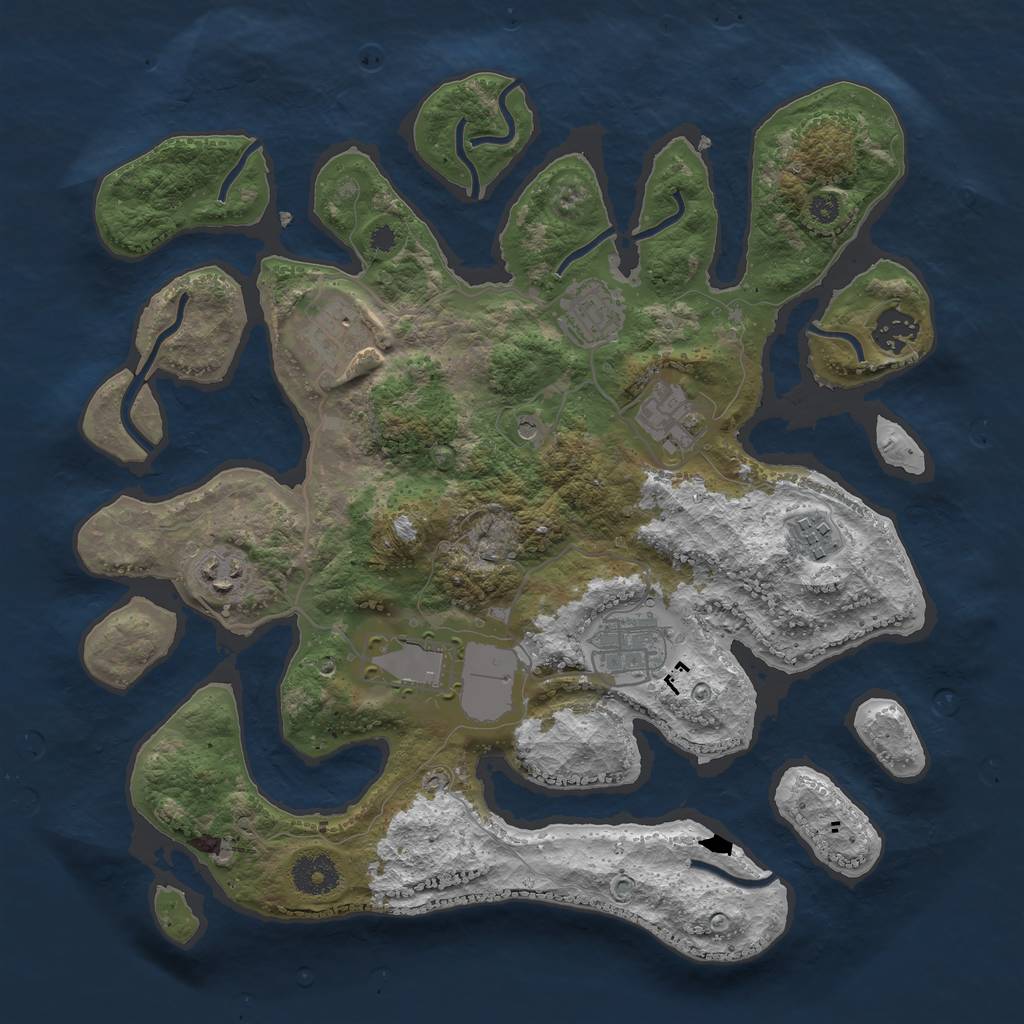 Rust Map: Procedural Map, Size: 3500, Seed: 7874, 11 Monuments