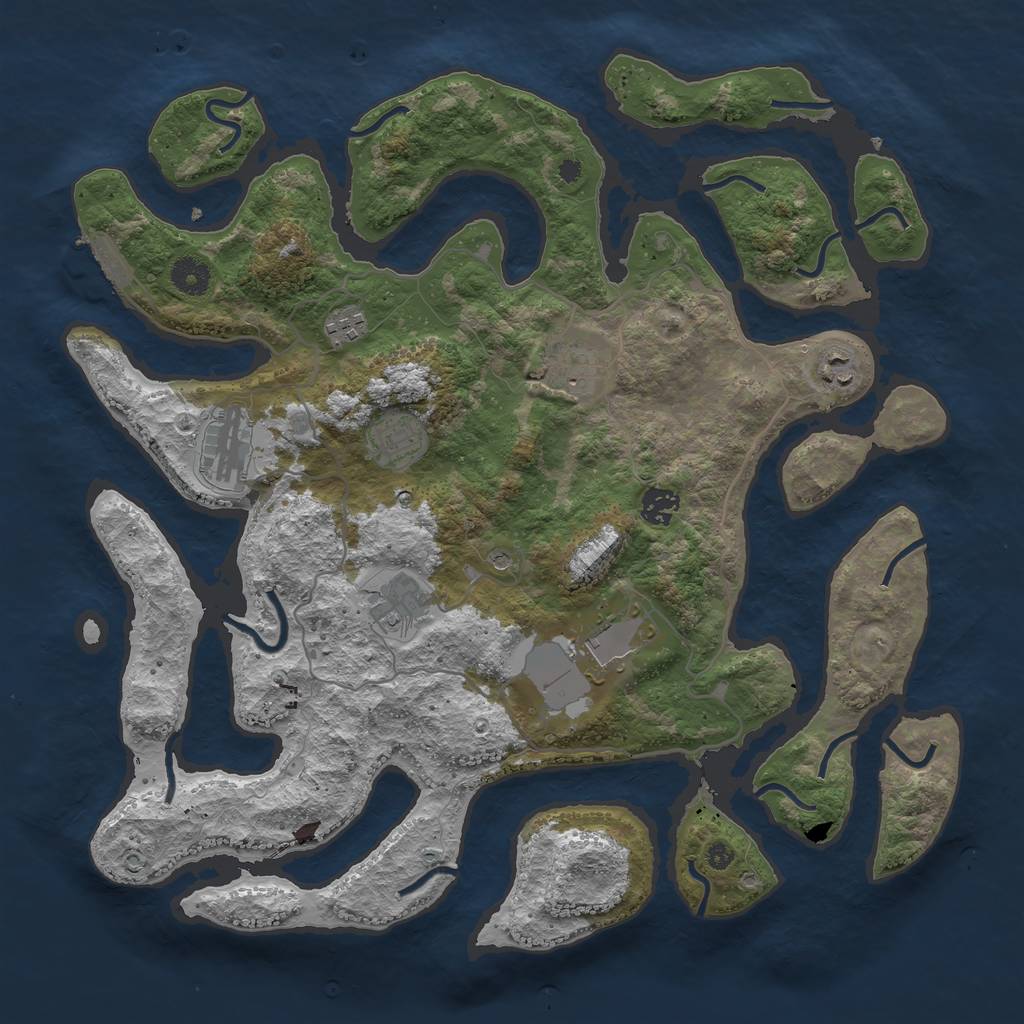 Rust Map: Procedural Map, Size: 4000, Seed: 970505, 12 Monuments