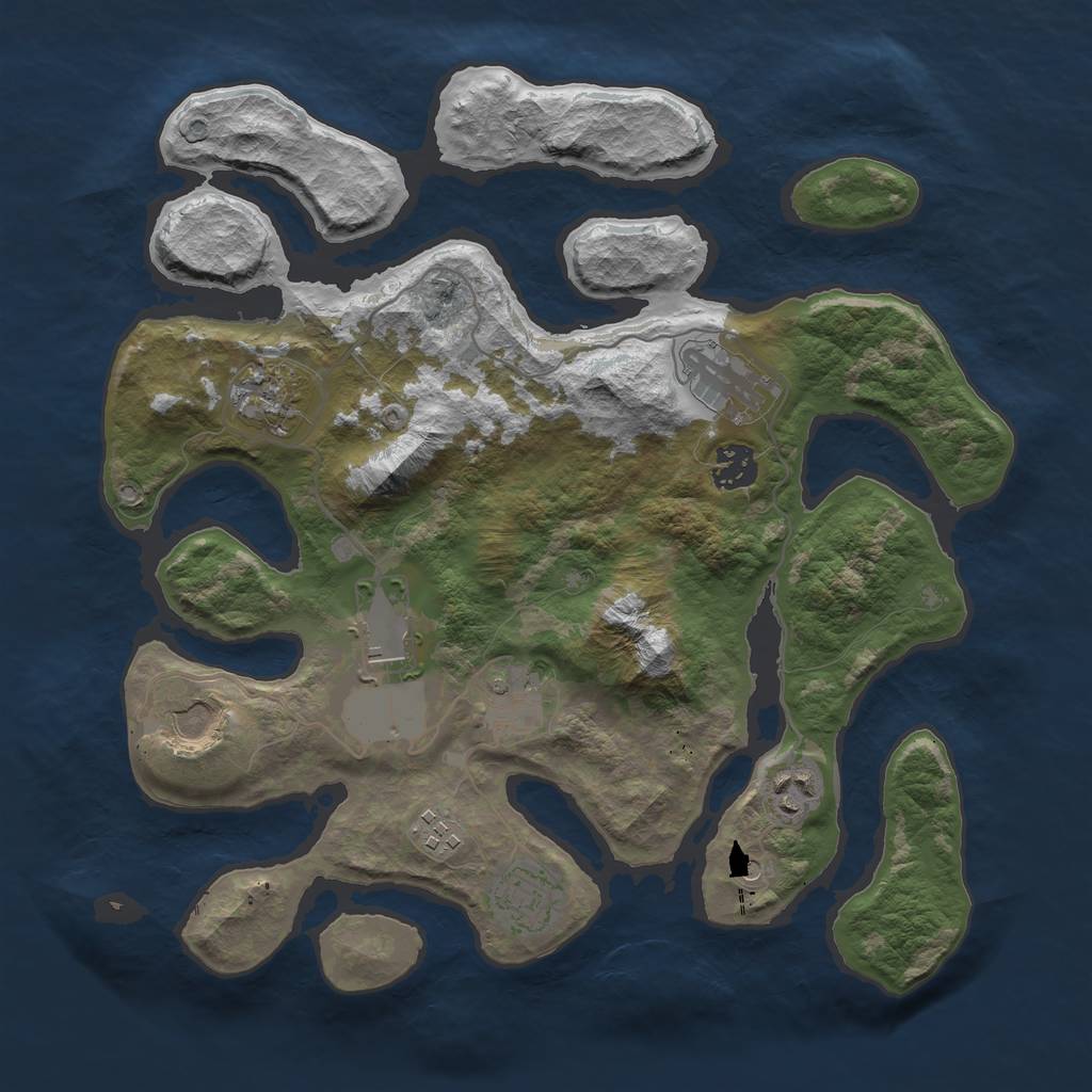 Rust Map: Barren, Size: 3500, Seed: 56778327, 12 Monuments