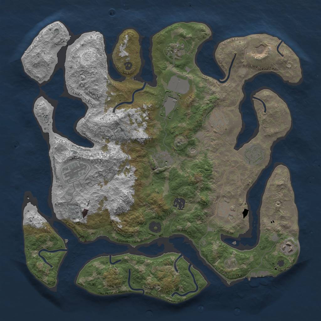 Rust Map: Procedural Map, Size: 3950, Seed: 2102424482, 15 Monuments