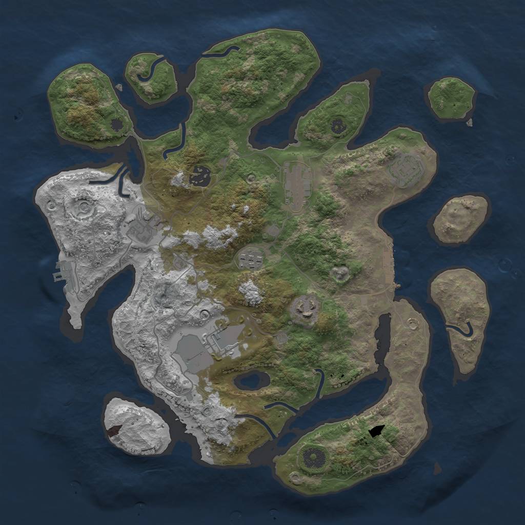 Rust Map: Procedural Map, Size: 3600, Seed: 910, 12 Monuments