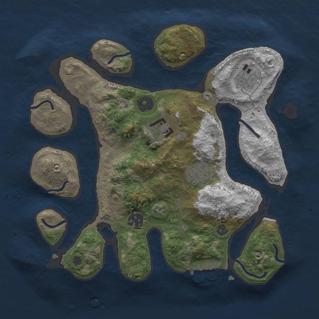 Rust Map: Procedural Map, Size: 3000, Seed: 573819, 7 Monuments