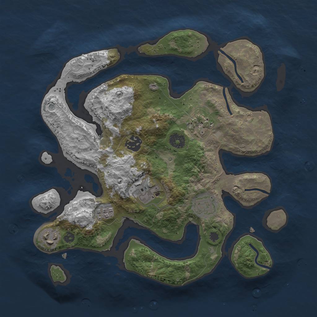 Rust Map: Procedural Map, Size: 3000, Seed: 339526, 8 Monuments