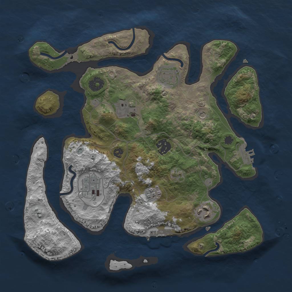 Rust Map: Procedural Map, Size: 3000, Seed: 5221, 11 Monuments