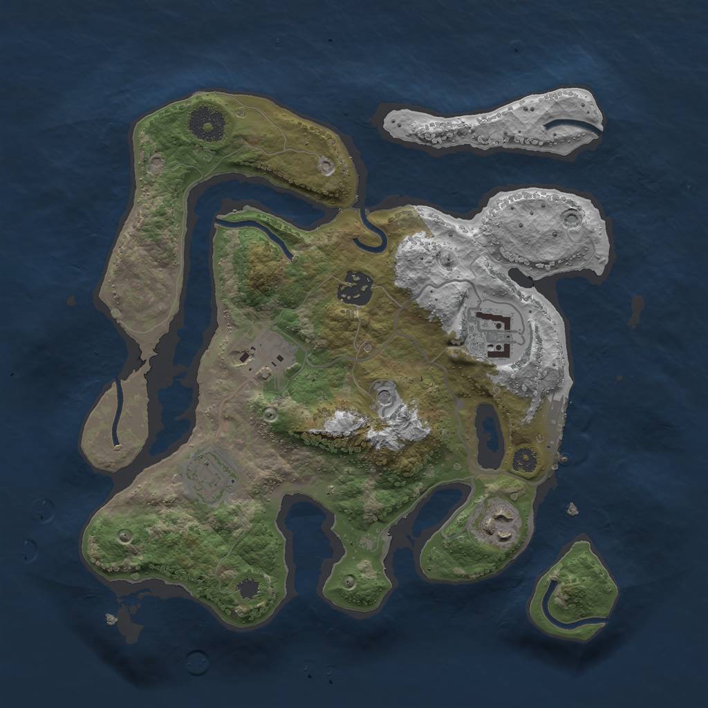 Rust Map: Procedural Map, Size: 3000, Seed: 418612, 9 Monuments