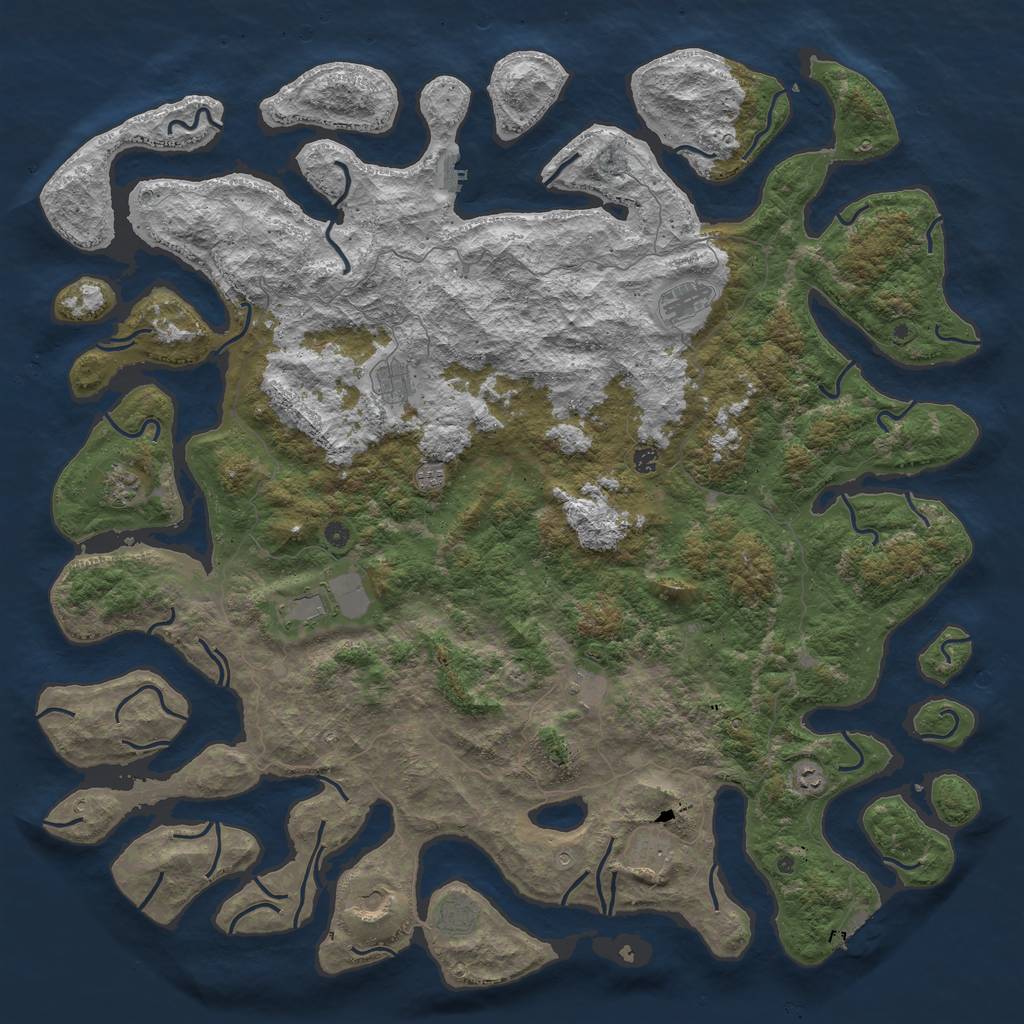 Rust Map: Procedural Map, Size: 6000, Seed: 7576710, 16 Monuments