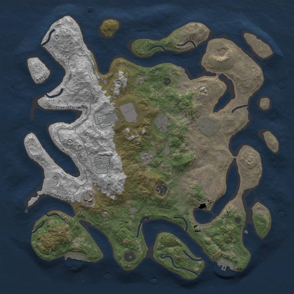 Rust Map: Procedural Map, Size: 4000, Seed: 4044, 14 Monuments