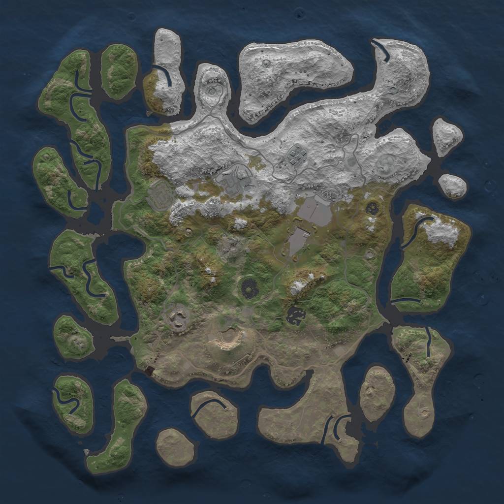 Rust Map: Procedural Map, Size: 4000, Seed: 5042, 10 Monuments