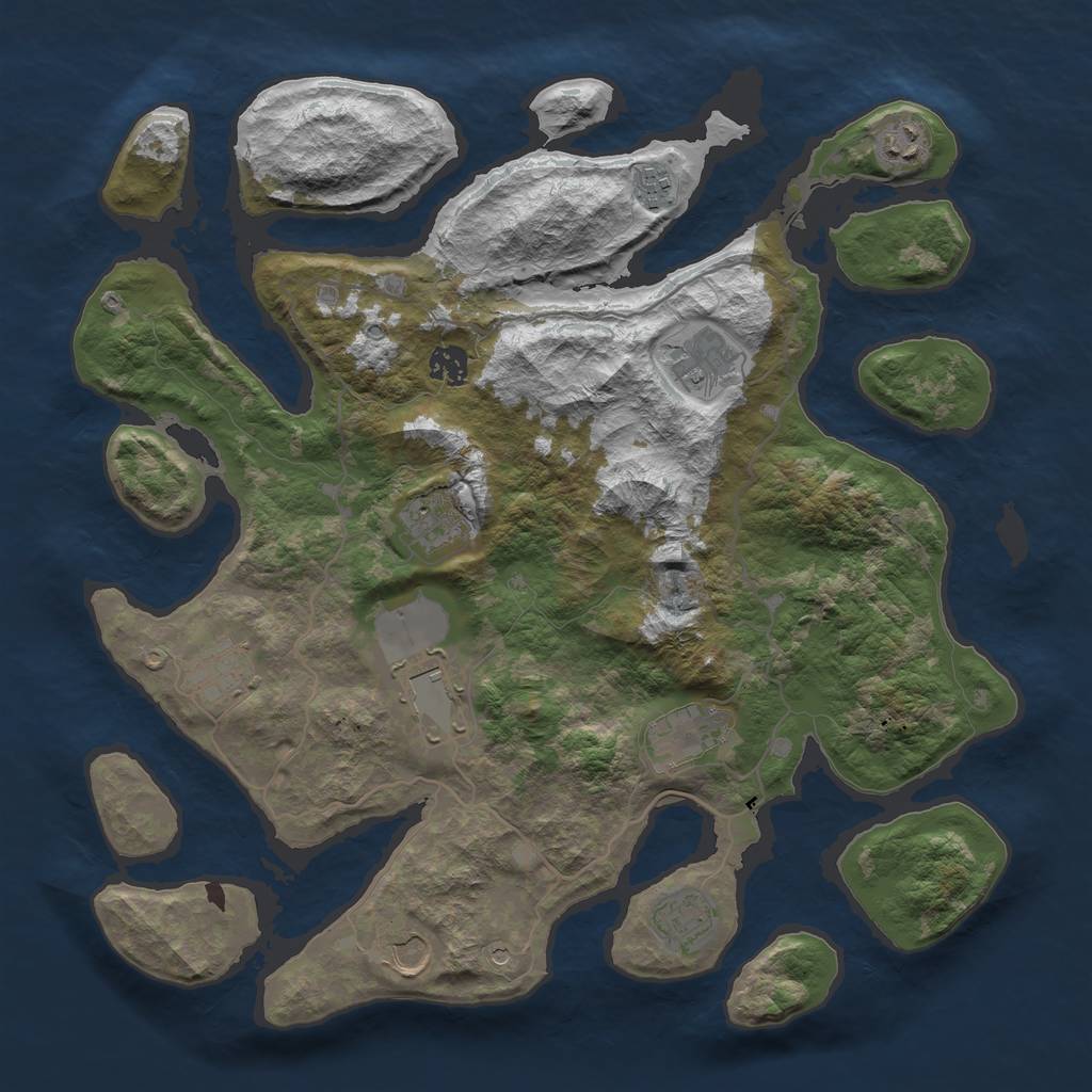 Rust Map: Barren, Size: 4000, Seed: 2040, 13 Monuments