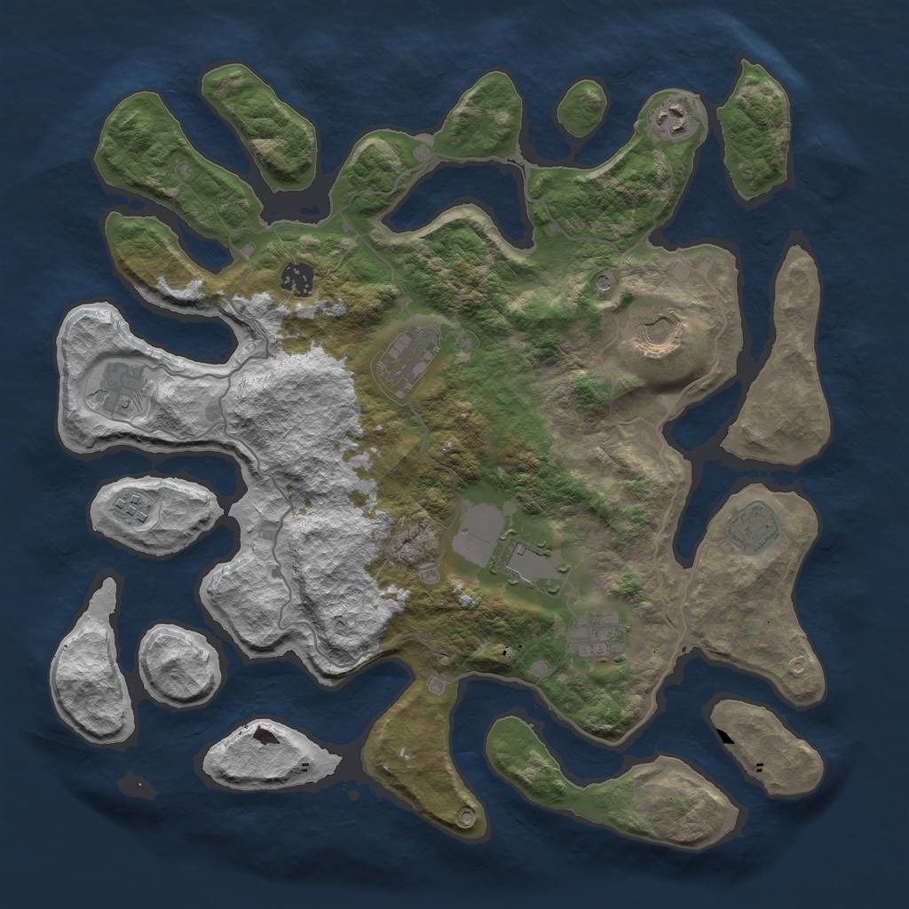 Rust Map: Barren, Size: 4000, Seed: 3040, 12 Monuments