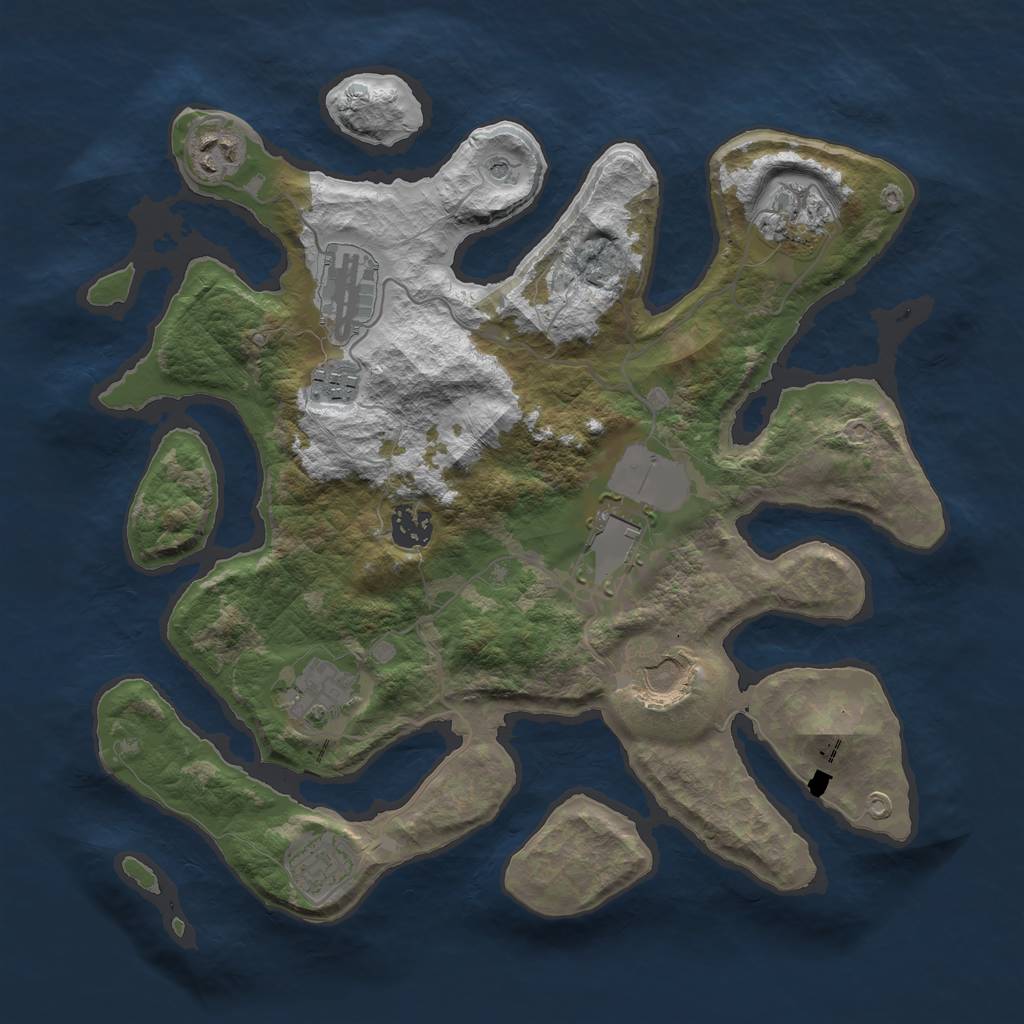 Rust Map: Barren, Size: 3500, Seed: 886, 12 Monuments