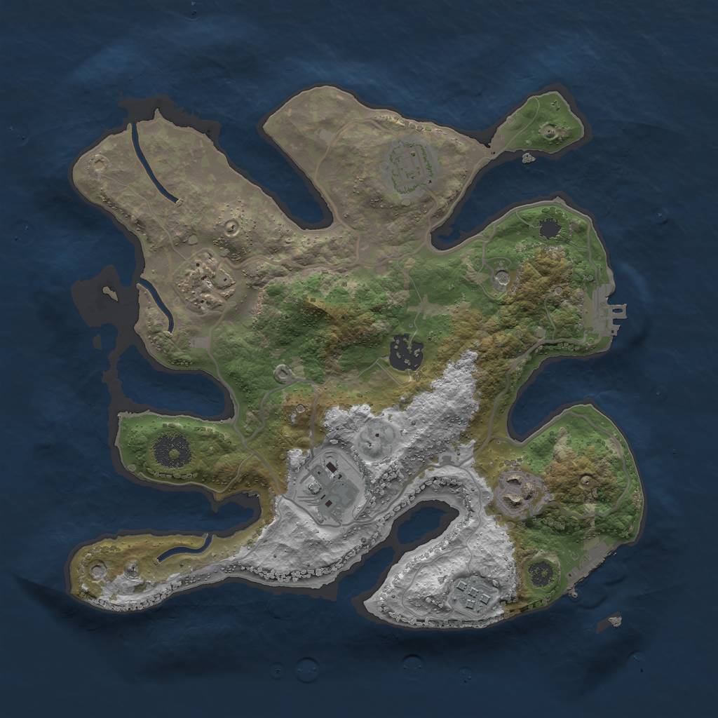 Rust Map: Procedural Map, Size: 3000, Seed: 676631, 11 Monuments