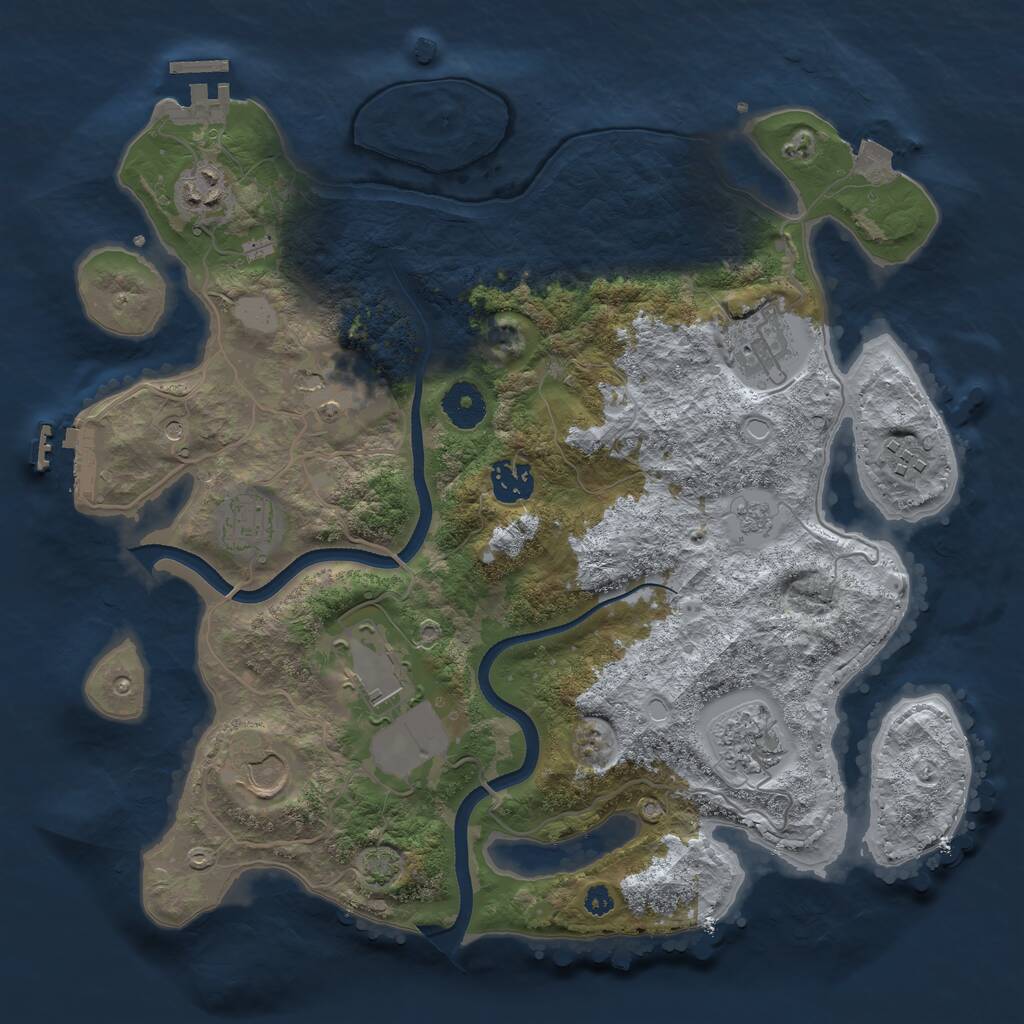 Rust Map: Procedural Map, Size: 3500, Seed: 1260246920, 15 Monuments